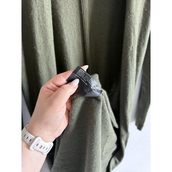 Theory 100% Soft Cashmere Long Cardigan in Olive Medium - Picture 12 of 12